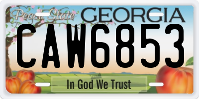 GA license plate CAW6853