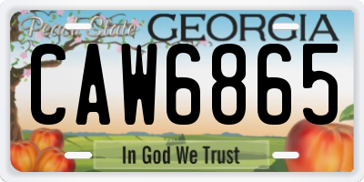 GA license plate CAW6865