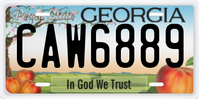 GA license plate CAW6889