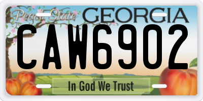 GA license plate CAW6902