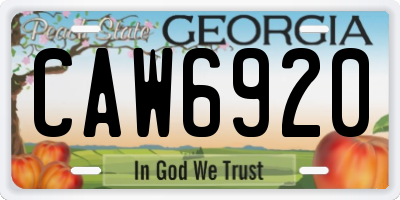 GA license plate CAW6920