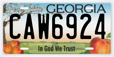 GA license plate CAW6924