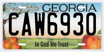 GA license plate CAW6930