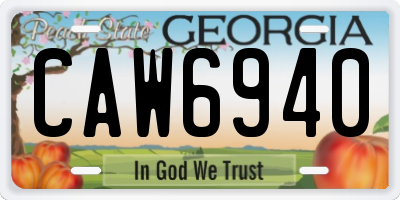 GA license plate CAW6940