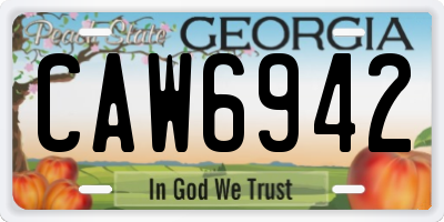 GA license plate CAW6942