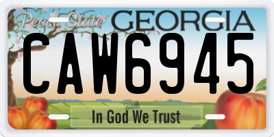 GA license plate CAW6945