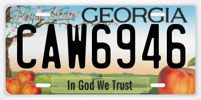 GA license plate CAW6946
