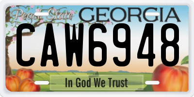 GA license plate CAW6948