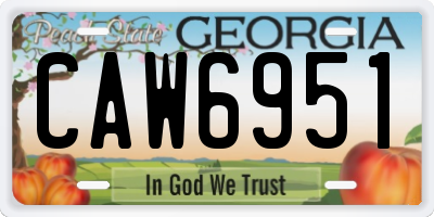 GA license plate CAW6951