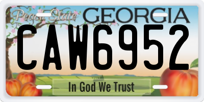 GA license plate CAW6952