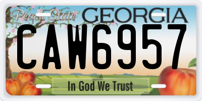 GA license plate CAW6957