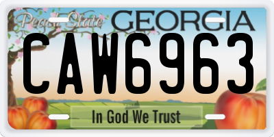 GA license plate CAW6963