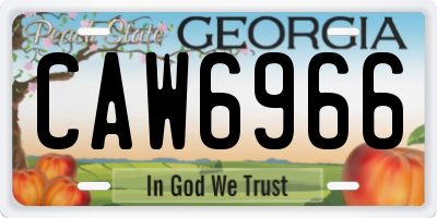 GA license plate CAW6966