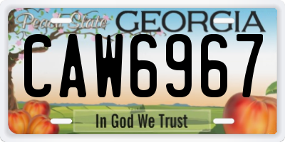 GA license plate CAW6967
