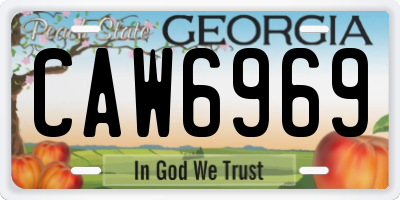GA license plate CAW6969