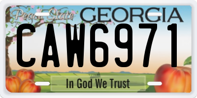 GA license plate CAW6971