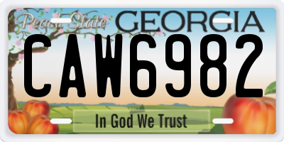 GA license plate CAW6982
