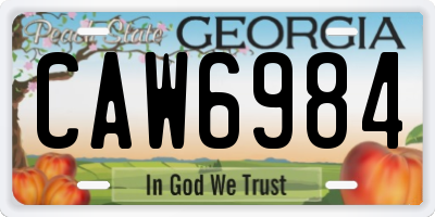 GA license plate CAW6984
