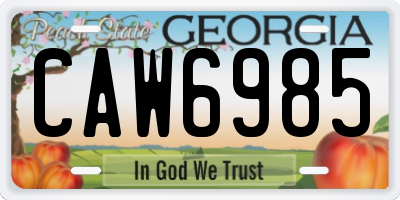 GA license plate CAW6985