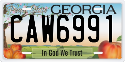 GA license plate CAW6991
