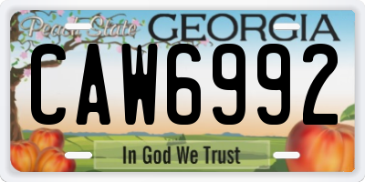 GA license plate CAW6992