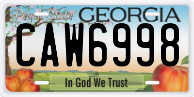 GA license plate CAW6998