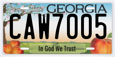 GA license plate CAW7005