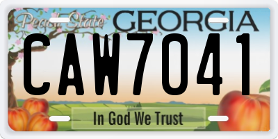 GA license plate CAW7041