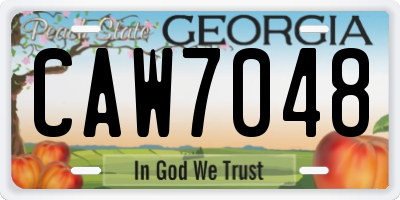 GA license plate CAW7048