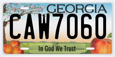 GA license plate CAW7060