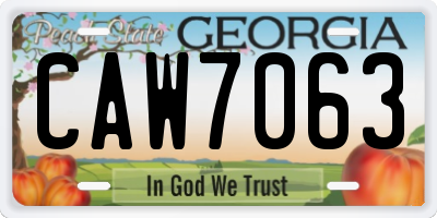 GA license plate CAW7063