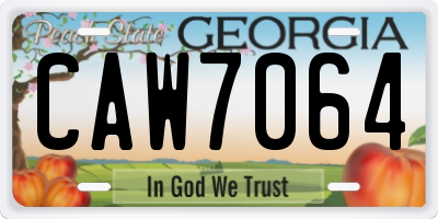 GA license plate CAW7064