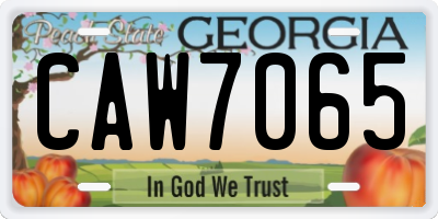 GA license plate CAW7065