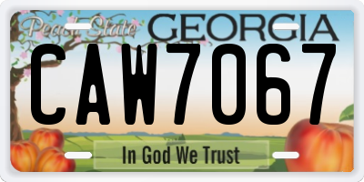 GA license plate CAW7067