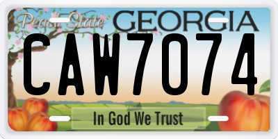 GA license plate CAW7074