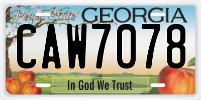 GA license plate CAW7078