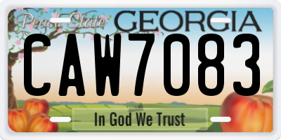GA license plate CAW7083