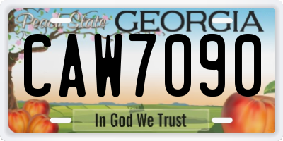 GA license plate CAW7090