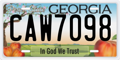 GA license plate CAW7098