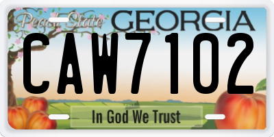 GA license plate CAW7102