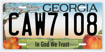 GA license plate CAW7108