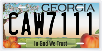 GA license plate CAW7111