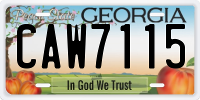 GA license plate CAW7115