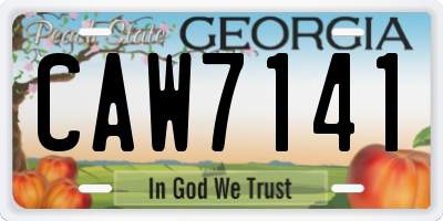 GA license plate CAW7141