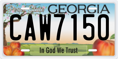 GA license plate CAW7150