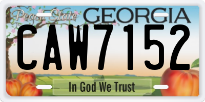 GA license plate CAW7152