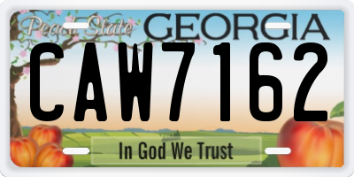 GA license plate CAW7162