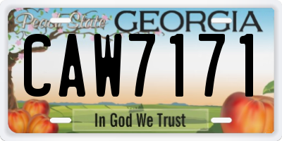 GA license plate CAW7171