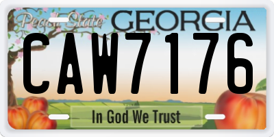 GA license plate CAW7176