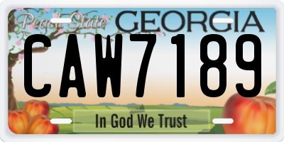 GA license plate CAW7189
